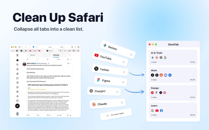 SaveTab - Tab Manager iPhone screenshot