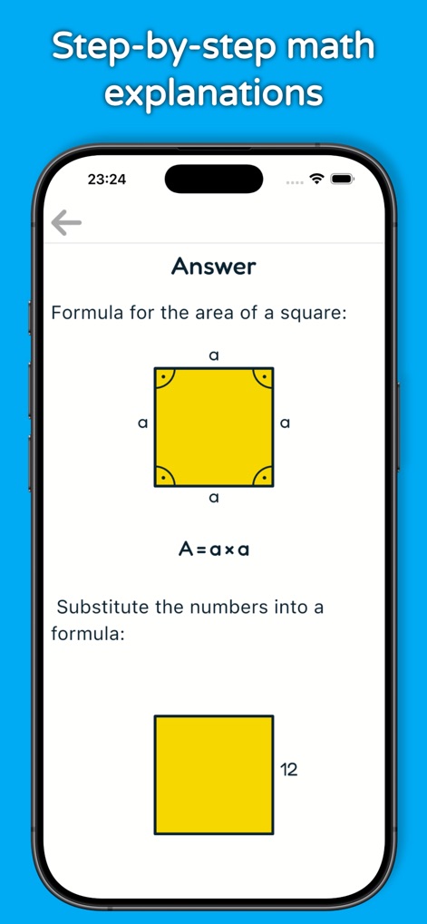 1st - 12th Grade Math Problems - The application offers transparent 'Answer' sections that detail step-by-step formula explanations and include helpful visual diagrams for improved understanding.