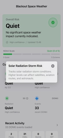 Blackout Space Weather iPhone screenshot