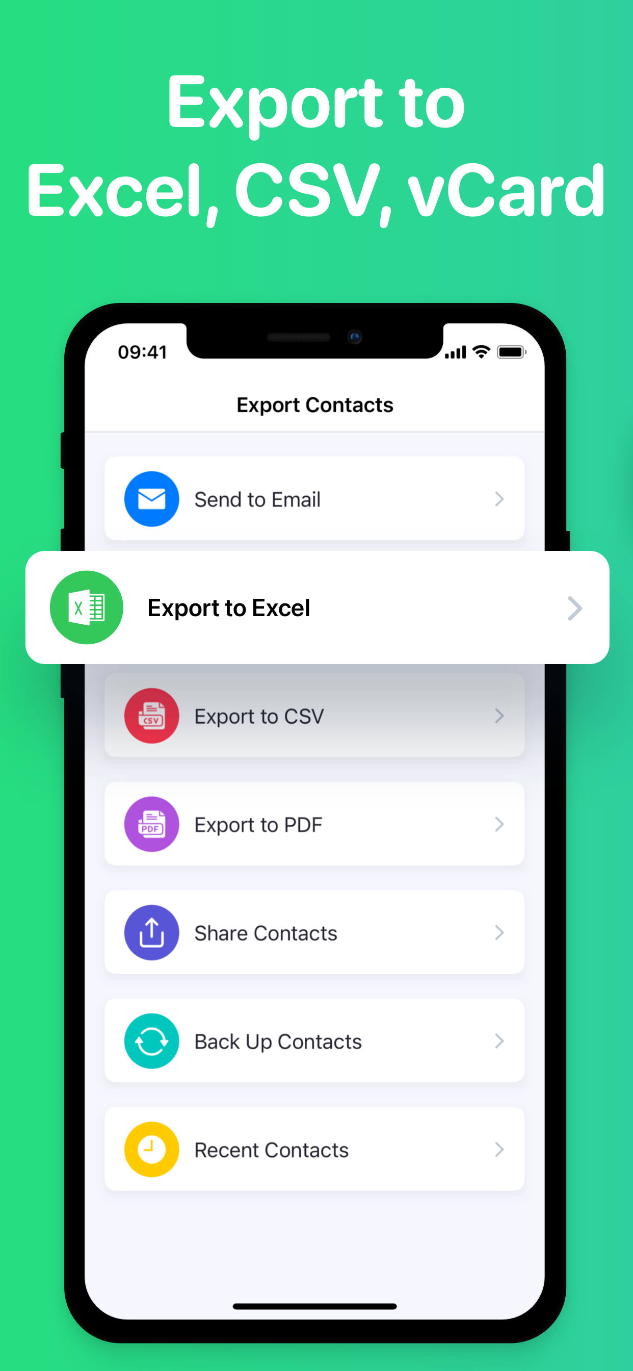 Export Contacts to Excel, CSV