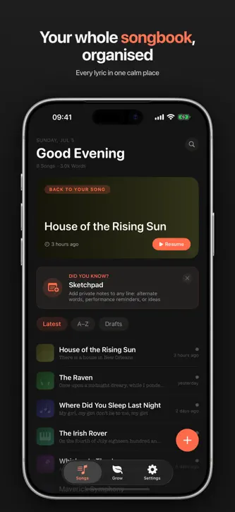 Songwriter Studio: For Lyrics screenshot 1