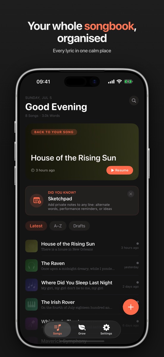 Songwriter Studio: For Lyrics screenshot 1