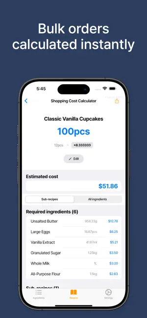 KitchenCost - Recipe Costing iPhone screenshot 4