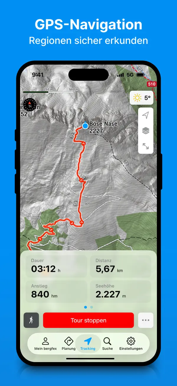 bergfex: Wandern & Tracking iPhone App Screenshot 2 – Navigation