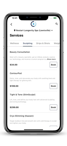 Restart Longevity Spa screenshot