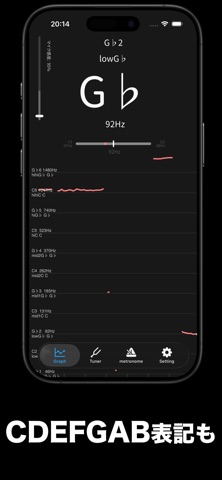 音程チェッカー チューナーやボイストレーニングに。音階を表示 のスクリーンショット
