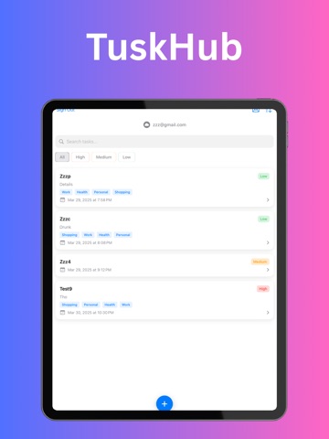 Task Center iPad screenshot