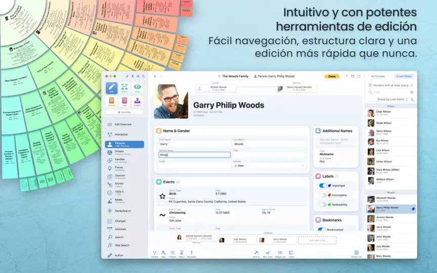 Captura de pantalla de MacFamilyTree 11 en iPhone 2
