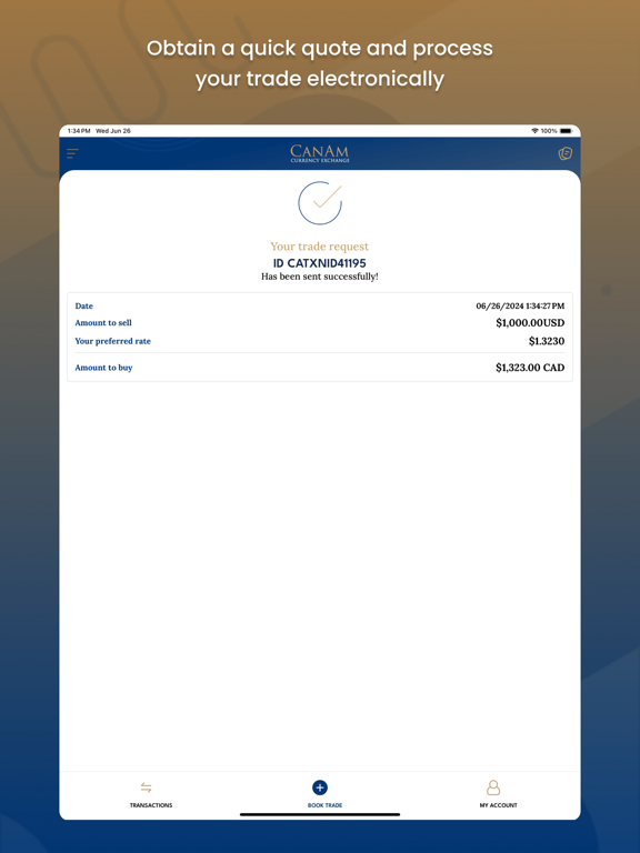 CanAm Currency Exchange App iPad screenshot