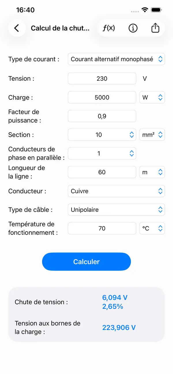 Screenshot #2 pour Calculs électriques