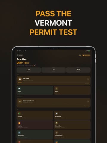 Vermont DMV Practice Test 2026 iPad screenshot