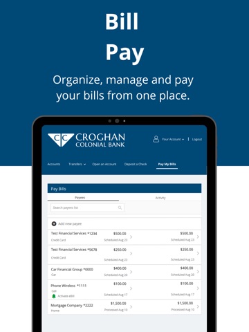 Croghan Mobile Banking iPad screenshot