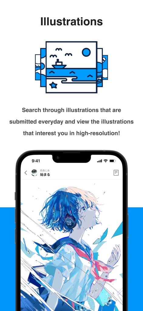 pixiv - Users can immerse themselves in high-resolution illustrations, browsing new daily submissions with a tap and appreciating intricate visual details.