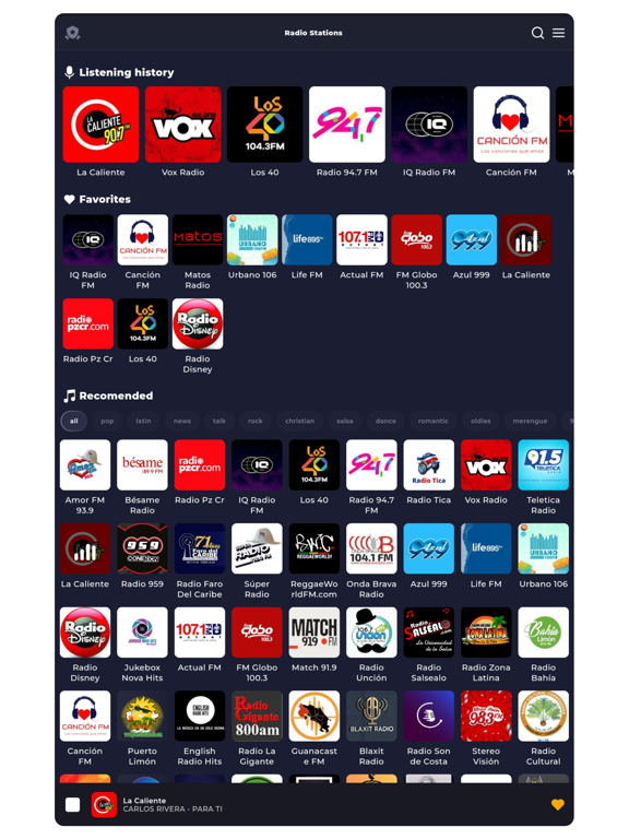 Radio Costa Rica: Live FM & AM iPad screenshot 1 - Music app