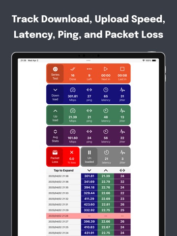Wifi Speed Test Periodical Log iPad screenshot