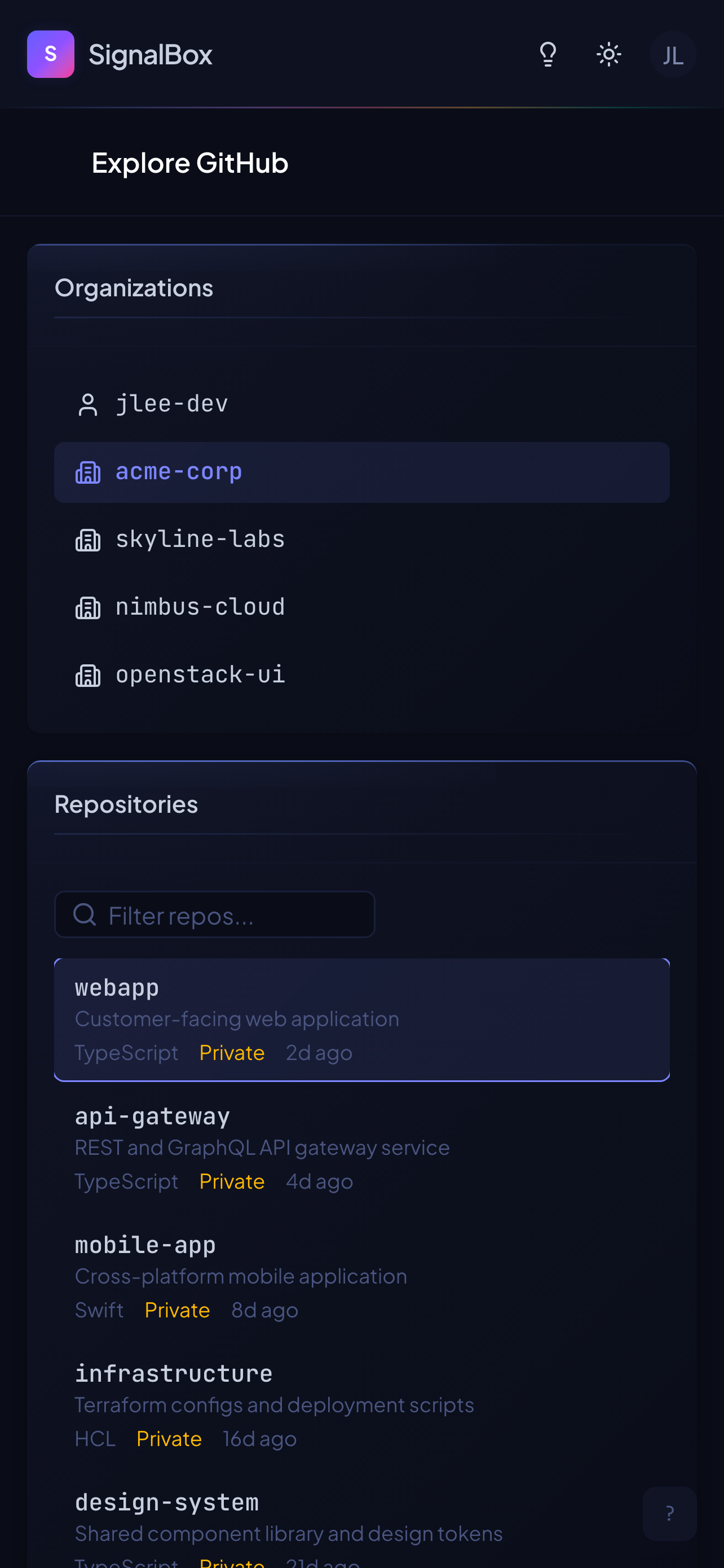 SignalBox.sh screenshot 2