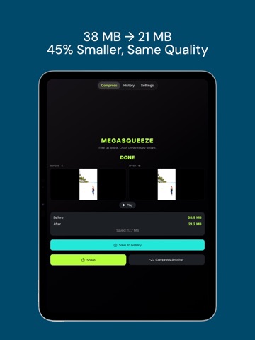 MEGASQUEEZE - Video Compressor iPad screenshot