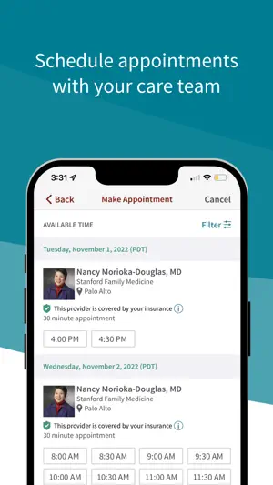 Stanford Health Care MyHealth screenshot 2