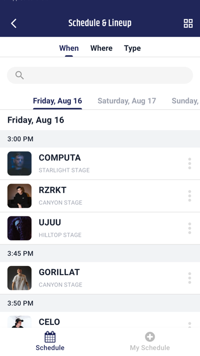 Bass Canyon Festival App Screenshot