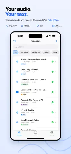 Recapio - Audio Video To Text iPhone Ekran Görüntüsü 1
