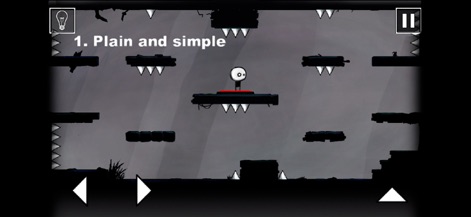 That Level Again - 동일한 '1. Plain and simple' 레벨에서, 플레이어 캐릭터가 중앙 플랫폼 위에 있는 붉은색 버튼을 누르고 있는 모습은 퍼즐 해결을 위한 첫 번째 상호작용을 암시합니다.