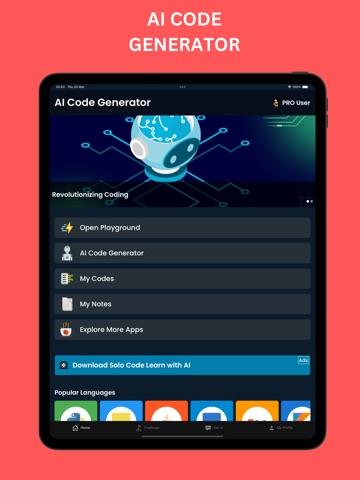 AI Code Generator & CodeEditor iPad screenshot