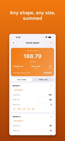 Asphalt Calculator: Tons, Cost iPhone screenshot