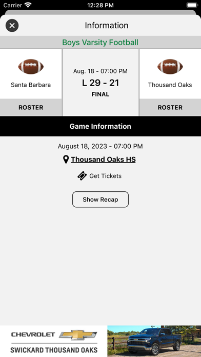Thousand Oaks Lancer Athletics Screenshot