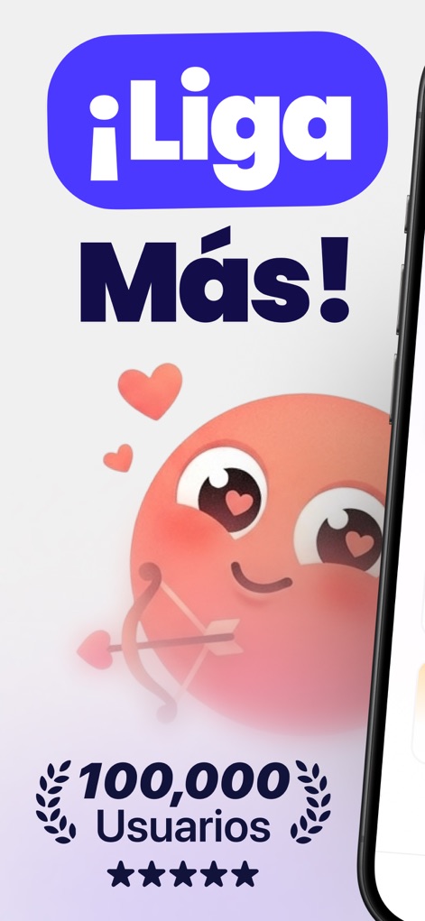 Liggo: Responder con IA - このアプリは、「Liga Más!」というキャッチーなロゴと、100,000人以上のユーザーが評価する5つ星のアイコンで、ユーザーに自信とエンゲージメントを提供します。