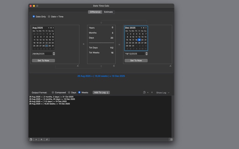 Date Time Calc Full screenshot