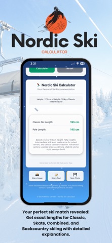 Nordic Ski Calculator screenshot