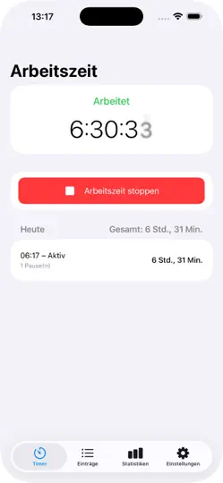 Screenshot von Work Time – Arbeitszeiten auf dem iPhone 1