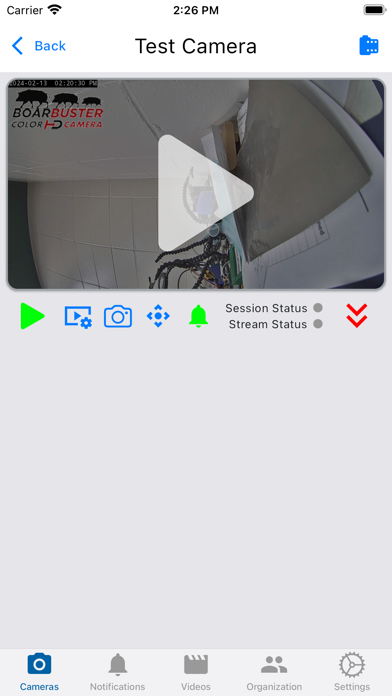 BoarBuster Camera Management Screenshot