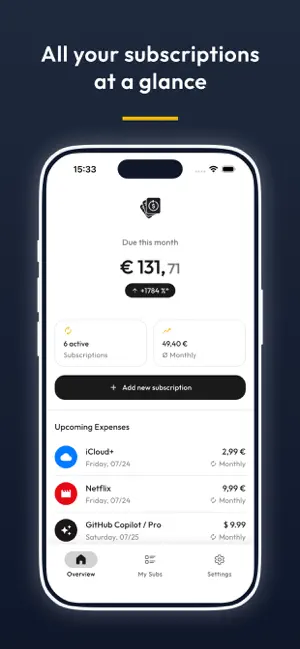 SubTrack: Subscription screenshot 1