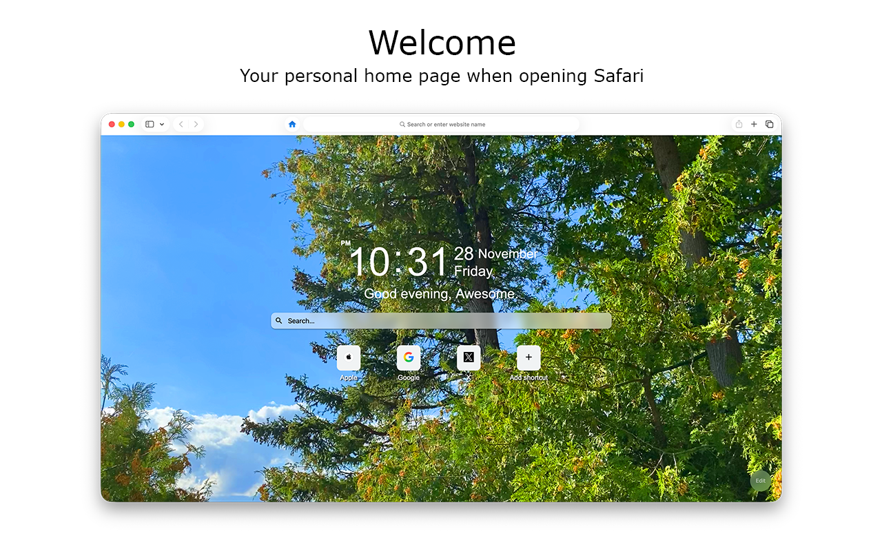 Home Tab for Safari