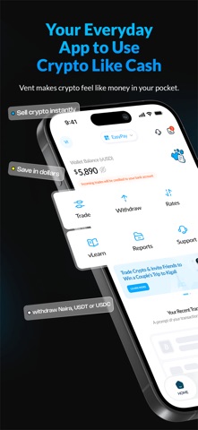 Vent: Crypto to Cash Wallet iPhone screenshot