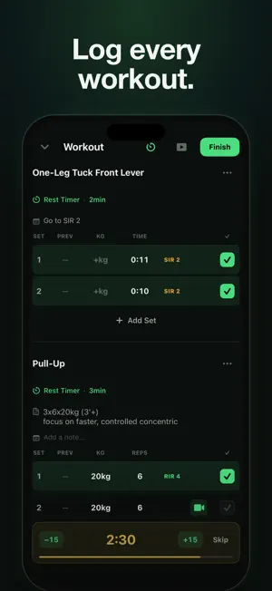 Levr - Calisthenics Tracker screenshot 1