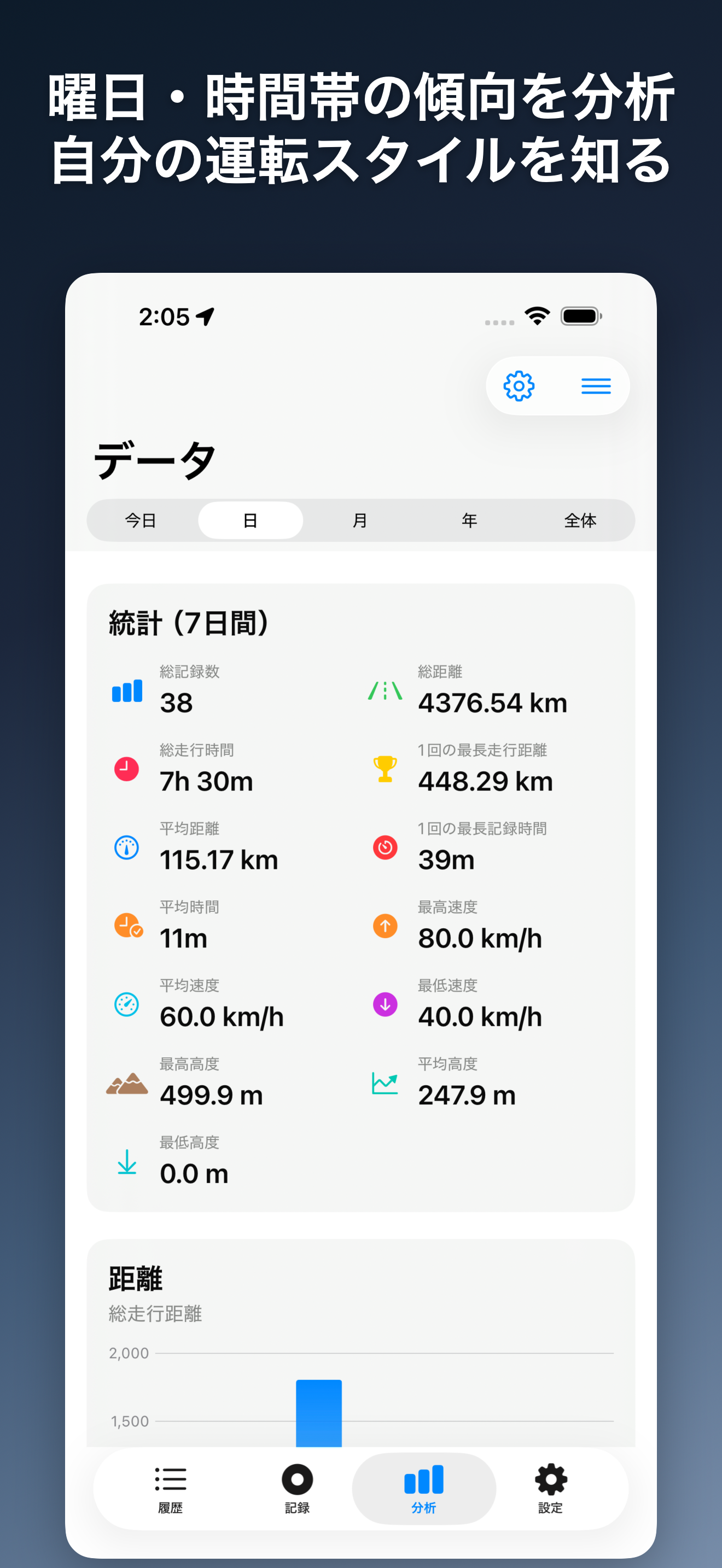 DriveTracker - ドライバーのためのGPS Logger iOS screenshot 4 showing app interface