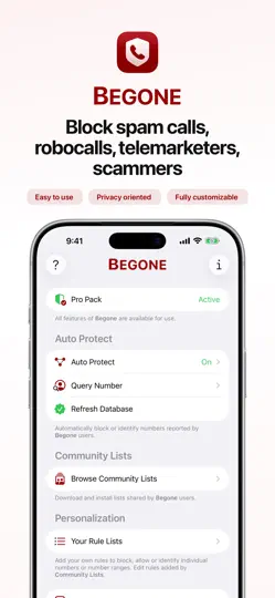 Скриншот Begone: Spam Call Blocker на iPhone 1