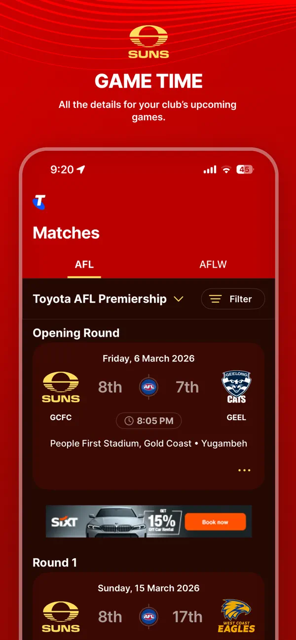 Screenshot #3 pour Gold Coast SUNS Official App