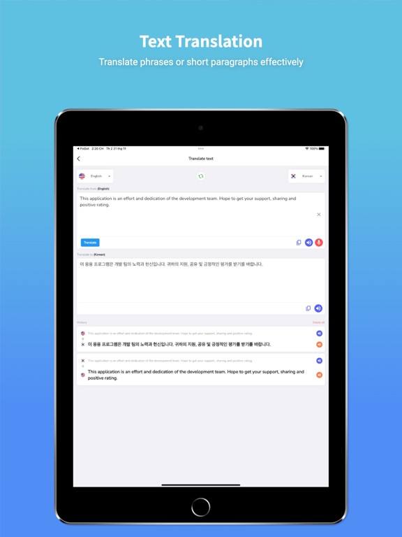 Korean Translator & Learn + iPad screenshot 4 - Productivity app
