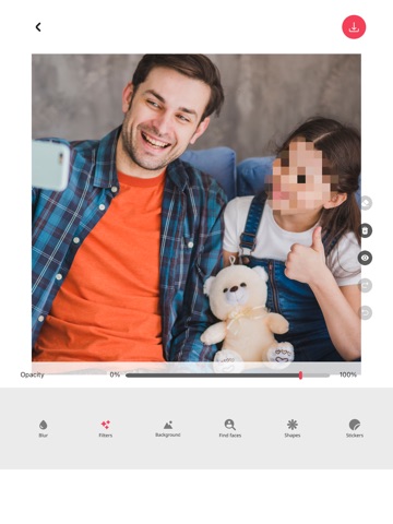 Blur photo effect editor app iPad screenshot
