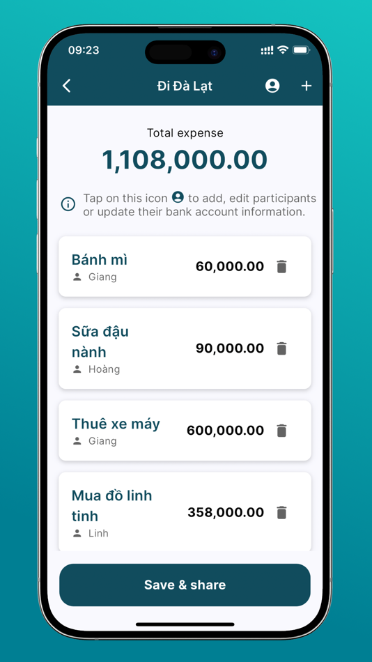 #2. Bill Share for trips & events (iOS) 由: Thinh Nguyen Duc