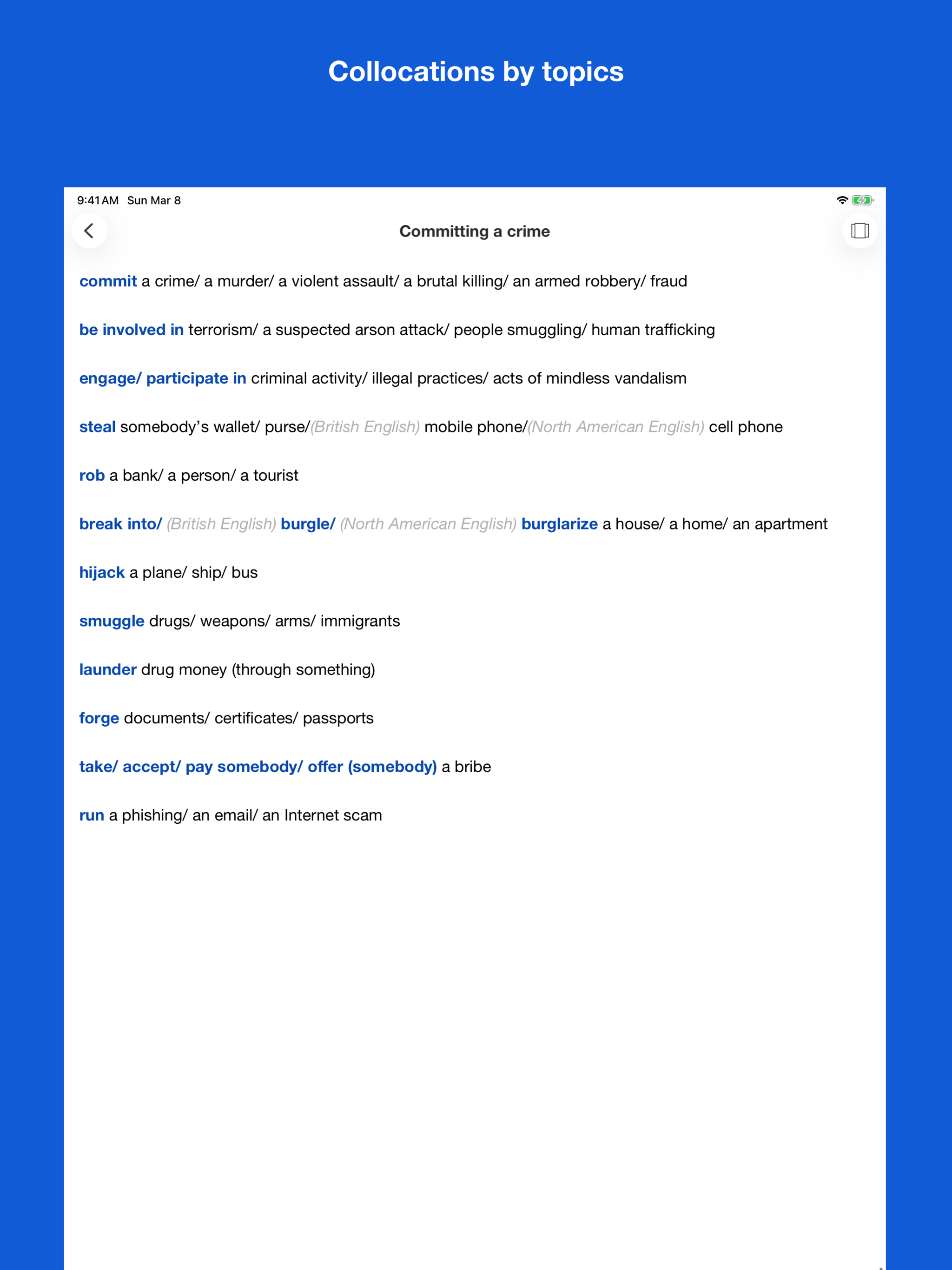 English Collocations By Topics screenshot 15