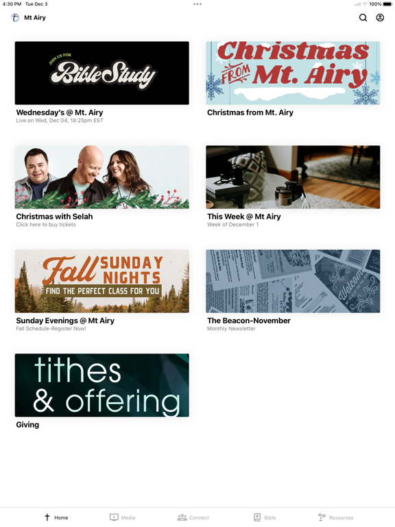 Mt Airy Church iPad screenshot 1 - Education app