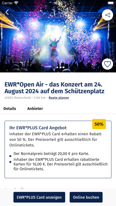 EWR*PLUS Card Screenshot