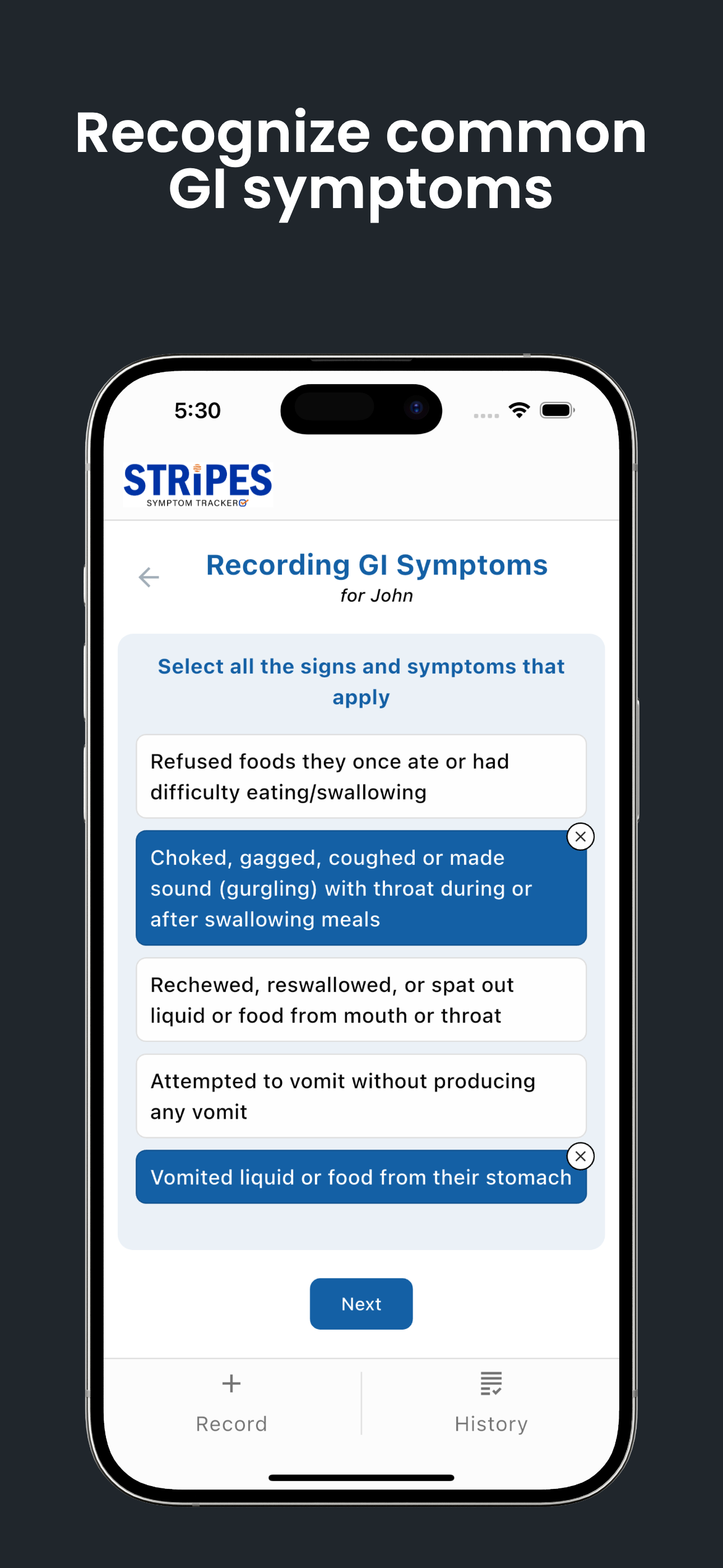 Stripes • Symptom Tracker screenshot 2