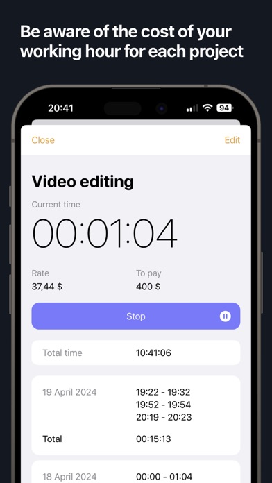 TimeCost Tracker Screenshot