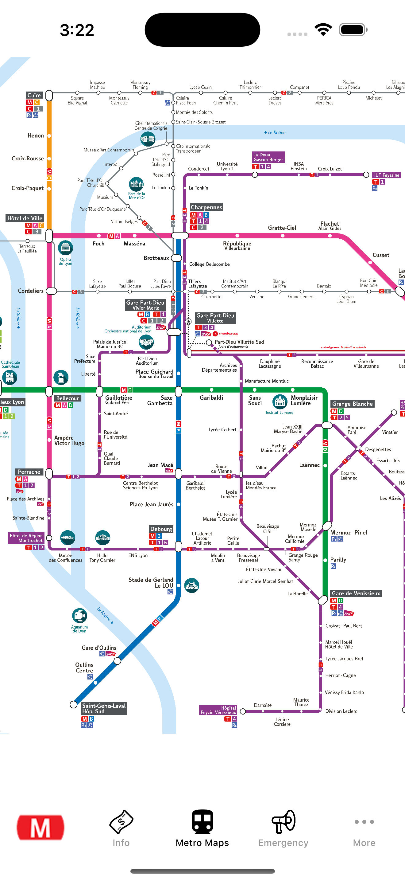 Lyon Subway Map