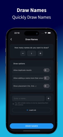 Raffle: Draw Numbers and Names iPhone screenshot